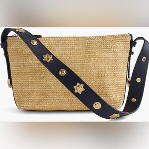 NWT Madewell Sun Medallion Shoulder Bag - Woven Tan with Black Strap